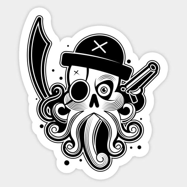 Octopus Pirate Sticker by Buy Custom Things